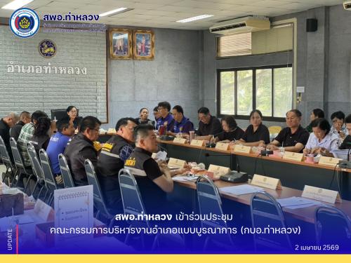 อำเภอท่าหลวง โดยสำนักงานพัฒนาชุมชนอำเภอท่าหลวง เข้าร่วมประชุม คณะกรรมการบริหารงานอำเภอแบบบูรณาการ (กบอ.ท่าหลวง)